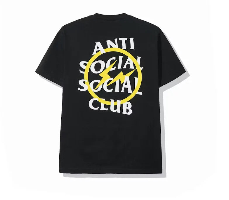 Anti Social Social Club x Fragment Yellow Bolt Tee (FW19) Black